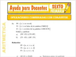 Modelo de la Ficha de Ejercicios de Operaciones Combinadas con conjuntos para Sexto de Primaria