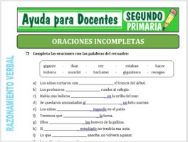 Modelo de la Ficha de Oraciones Incompletas para Segundo de Primaria