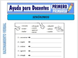 Modelo de la Ficha de Ejercicios de Sinónimos para Primero de Primaria