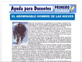 Modelo de la Ficha de El Abominable Hombre de las Nieves para Primero de Secundaria