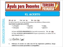 Modelo de la Ficha de El Acento para Tercero de Primaria