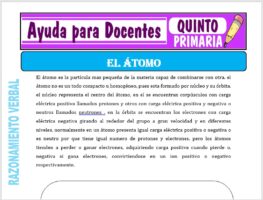 Modelo de la Ficha de El átomo para Quinto de Primaria