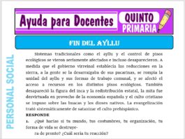 Modelo de la Ficha de El Fin del Ayllu para Quinto de Primaria