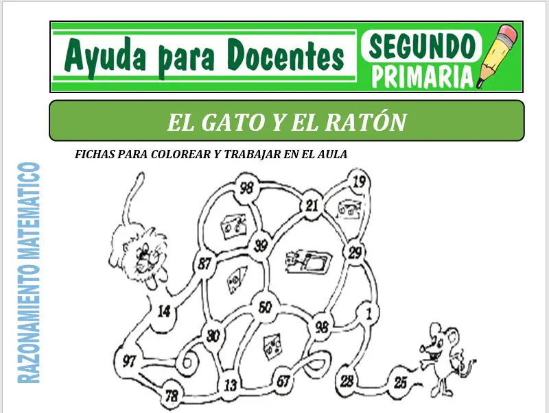 Modelo de la Ficha de El Gato y el Ratón para Segundo de Primaria