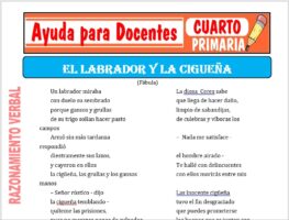 Modelo de la Ficha de El Labrador y la Cigueña para Cuarto de Primaria