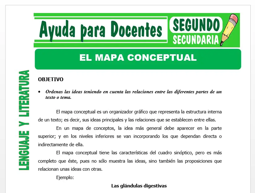 Modelo de la Ficha de El Mapa Conceptual para Segundo de Secundaria