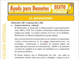 Modelo de la Ficha de Modernismo para Sexto de Primaria
