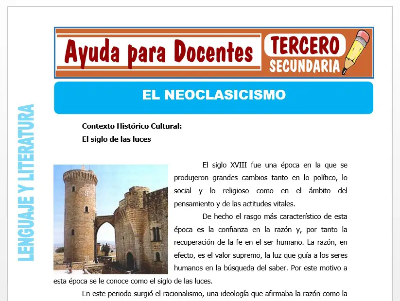 Modelo de la Ficha de El Neoclasicismo para Tercero de Secundaria