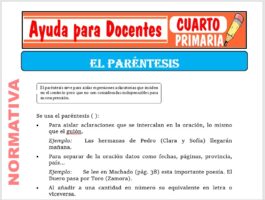 Modelo de la Ficha de El Paréntesis para Cuarto de Primaria