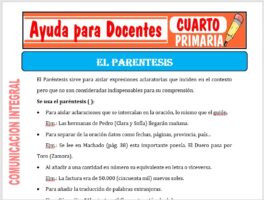 Modelo de la Ficha de El Paréntesis para Cuarto de Primaria