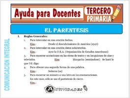 Modelo de la Ficha de El Paréntesis para Tercero de Primaria