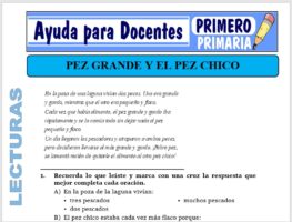 Modelo de la Ficha de El Pez Grande y el Pez Pequeño para Primero de Primaria