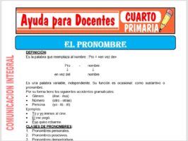 Modelo de la Ficha de El Pronombre para Cuarto de Primaria