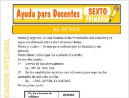 Modelo de la Ficha de El Punto para Sexto de Primaria
