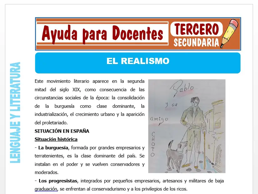 Modelo de la Ficha de El Realismo para Tercero de Secundaria