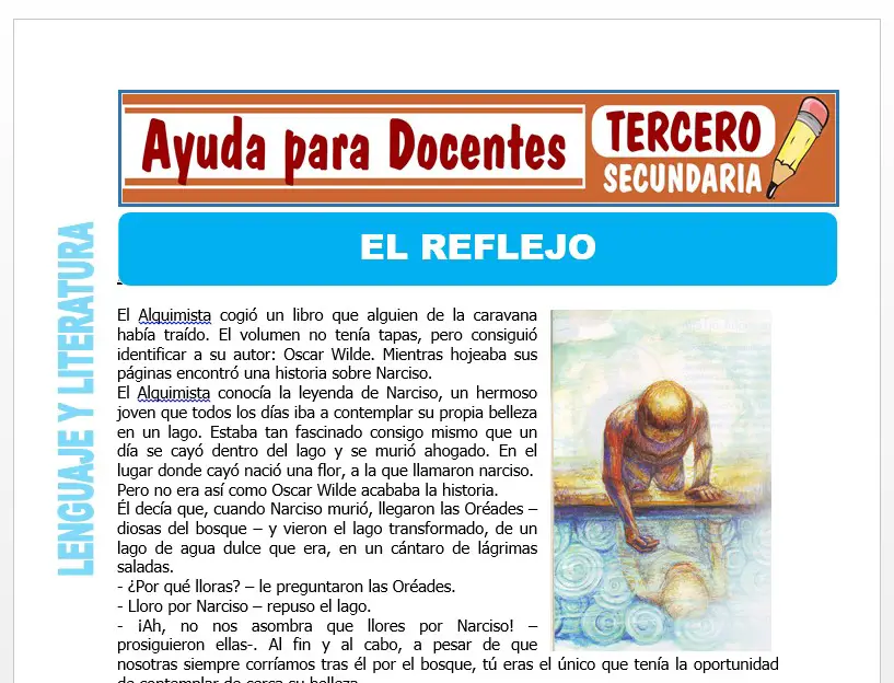 Modelo de la Ficha de El Reflejo para Tercero de Secundaria