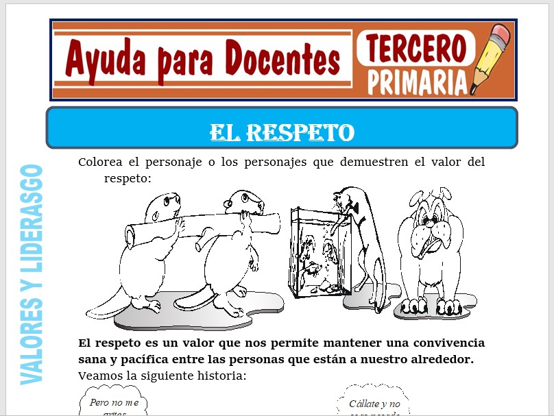 Modelo de la Ficha de El Respeto para Tercero de Primaria