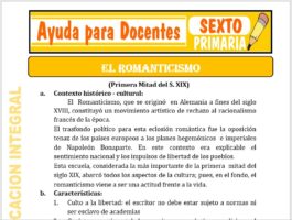 Modelo de la Ficha de El romanticismo para Sexto de Primaria
