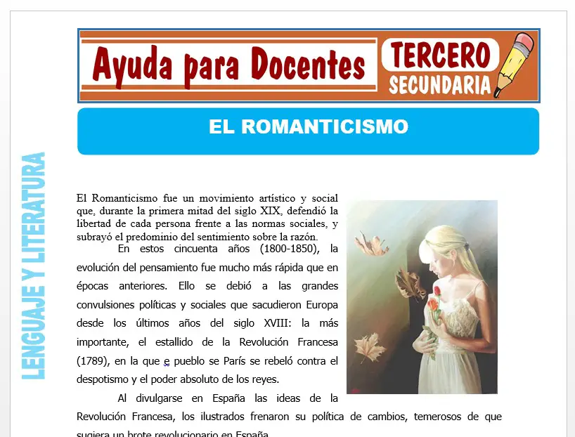 Modelo de la Ficha de El Romanticismo para Tercero de Secundaria