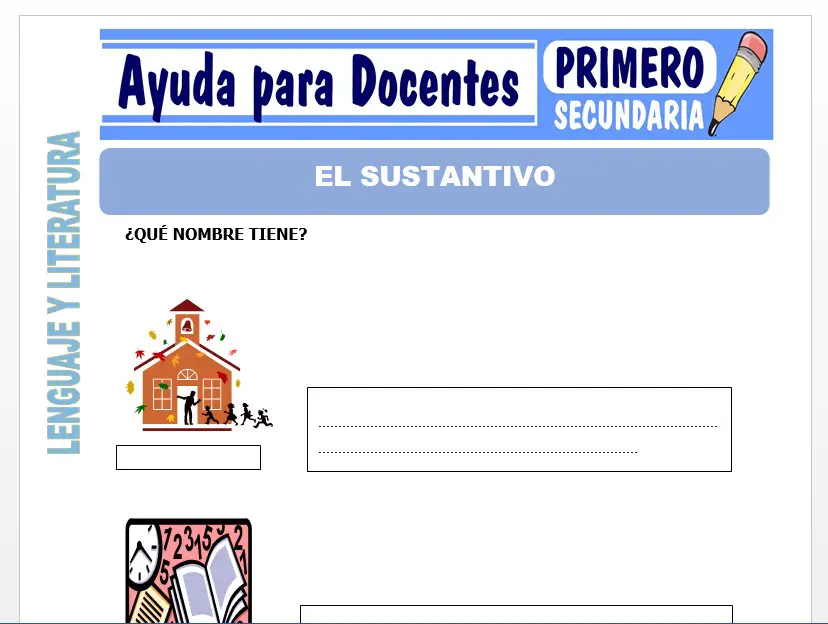 Modelo de la Ficha de El Sustantivo para Primero de Secundaria