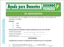 Modelo de la Ficha de El Sustantivo para Segundo de Primaria