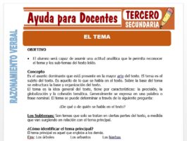Modelo de la Ficha de El Tema para Tercero de Secundaria