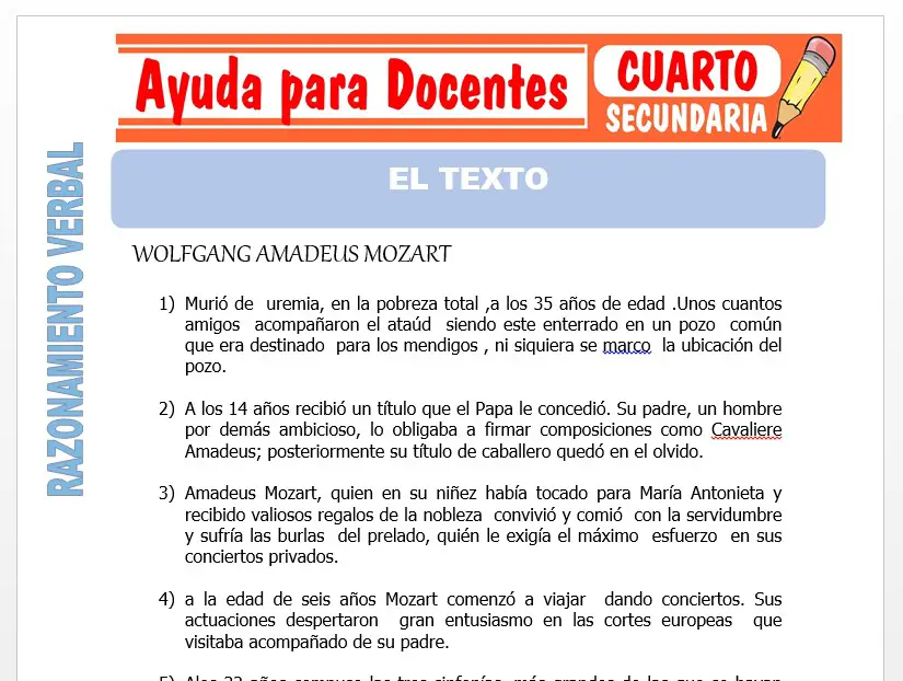 Modelo de la Ficha de El Texto para Cuarto de Secundaria Modelo de la Ficha de El Texto para Cuarto de Secundaria