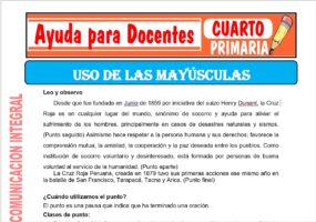 Modelo de la Ficha de Uso de las Mayúsculas para Cuarto de Primaria
