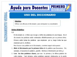 Modelo de la Ficha de El Uso del Diccionario para Primero de Secundaria