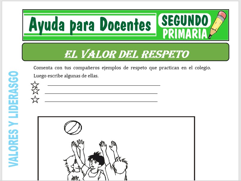 Modelo de la Ficha de El Valor del Respeto para Segundo de Primaria