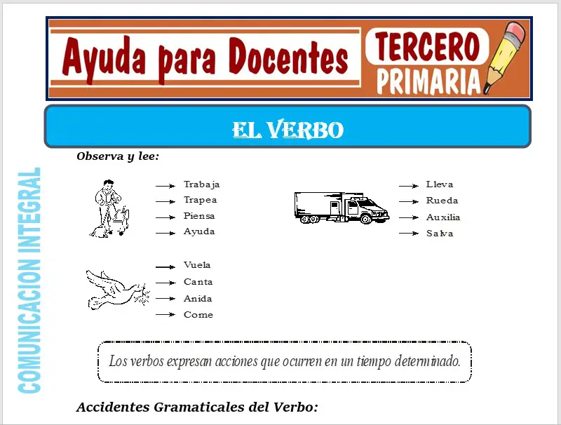 Modelo de la Ficha de El Verbo para Tercero de Primaria Modelo de la Ficha de El Verbo para Tercero de Primaria