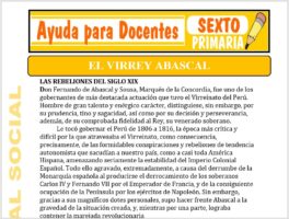 Modelo de la Ficha de El Virrey Abascal para Sexto de Primaria