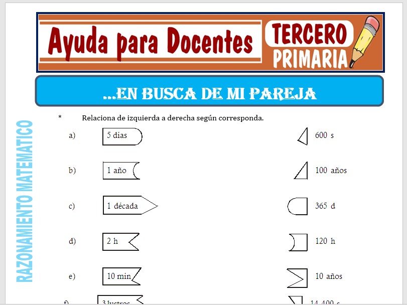 Modelo de la Ficha de En Busca de mi Pareja para Tercero de Primaria Modelo de la Ficha de En Busca de mi Pareja para Tercero de Primaria
