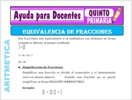 Modelo de la Ficha de Equivalencia de Fracciones para Quinto de Primaria