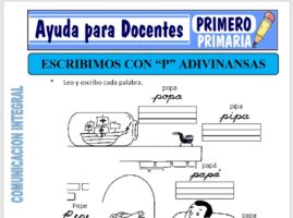Modelo de la Ficha de Escribimos con P Adivinanzas para Primero de Primaria