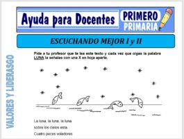 Modelo de la Ficha de Escuchando Mejor I y II para Primero de Primaria