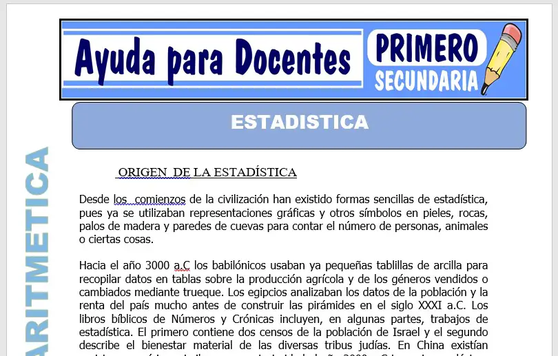 Modelo de la Ficha de Estadística para Primero de Secundaria