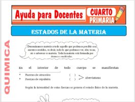 Modelo de la Ficha de Estados de la Materia para Cuarto de Primaria
