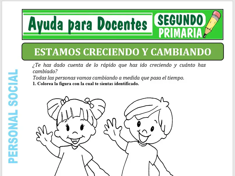 Modelo de la Ficha de Estamos Creciendo y Cambiando para Segundo de Primaria