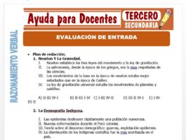 Modelo de la Ficha de Evaluación de Entrada para Tercero de Secundaria