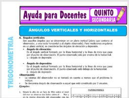 Modelo de la Ficha de Fichas de ángulos Verticales y Horizontales para Quinto de Secundaria