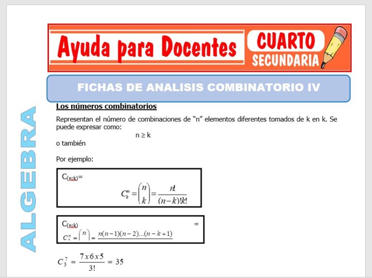 Fichas de Análisis Combinatorio IV para Cuarto de Secundaria – Ayuda ...