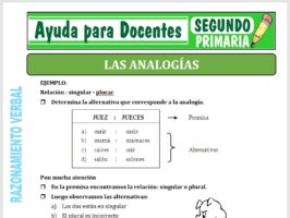 Modelo de la Ficha de Ficha de Analogías para Segundo de Primaria