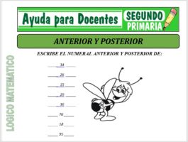 Modelo de la Ficha de Fichas de Anterior y Posterior para Segundo de Primaria