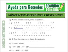 Modelo de la Ficha de Fichas de Ascendente y Descendente para Segundo de Primaria