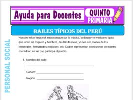 Modelo de la Ficha de Bailes Típicos del Perú para Quinto de Primaria