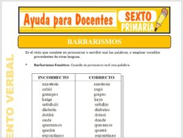 Modelo de la Ficha de Los Barbarismos para Sexto de Primaria
