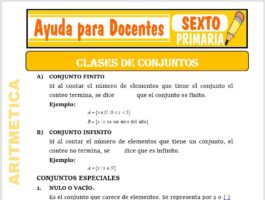 Modelo de la Ficha de Clases de Conjuntos para Sexto de Primaria