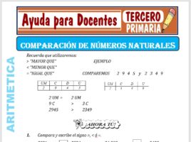 Modelo de la Ficha de Comparación de Números Naturales para Tercero de Primaria