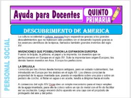 Modelo de la Ficha de Descubrimiento de América para Quinto de Primaria
